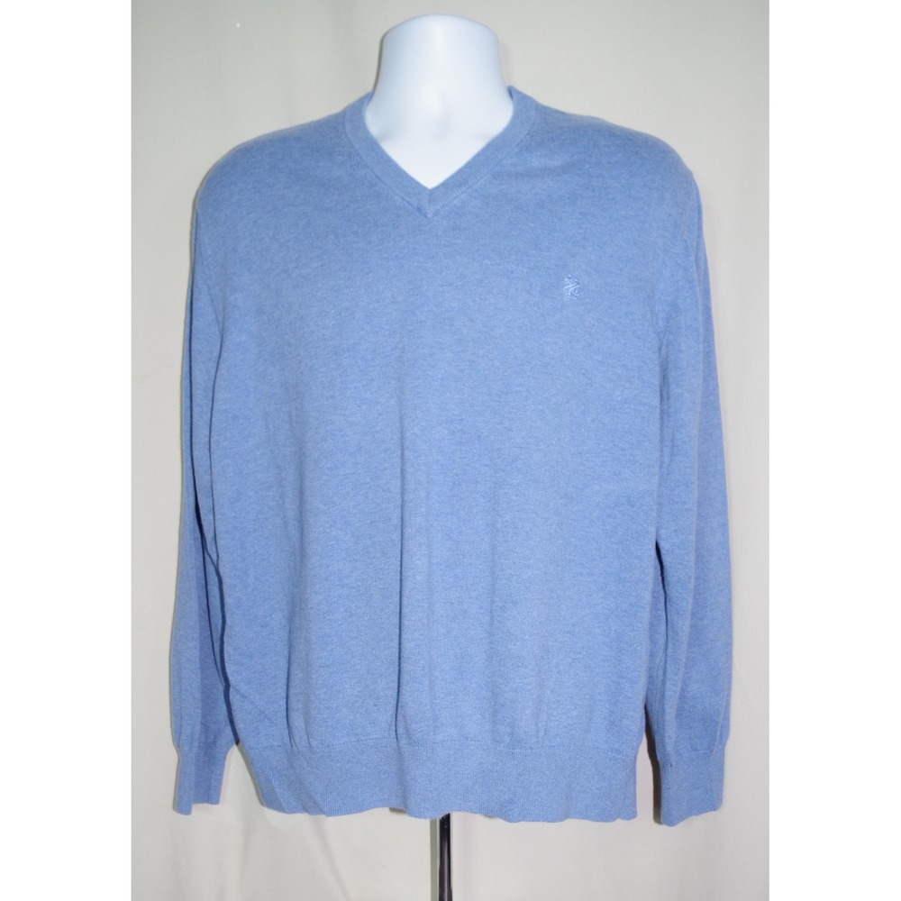 Izod Men's XL V-Neck Sweater Light‎ Blue Heather Long Sleeve Pullover